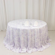 132" Polyester Round Tablecloth for Weddings and Events - French Toile Pattern