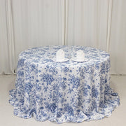 132" Polyester Round Tablecloth for Weddings and Events - French Toile Pattern
