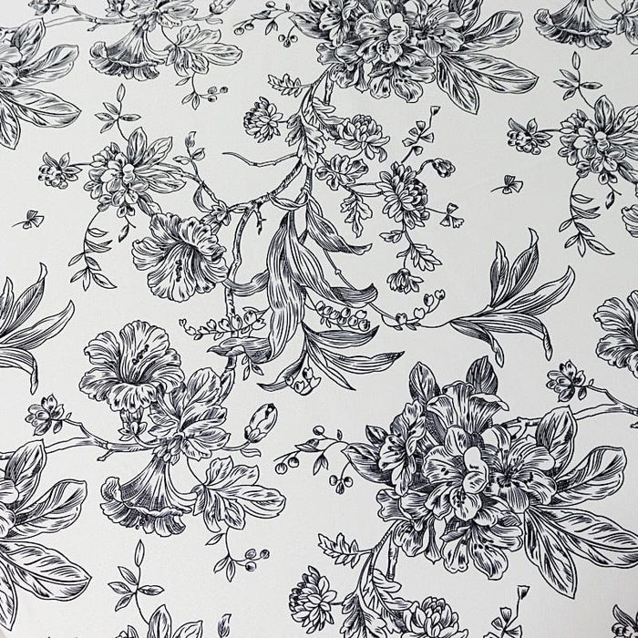 132" Polyester Round Tablecloth for Weddings and Events - French Toile Pattern