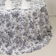 132" Polyester Round Tablecloth for Weddings and Events - French Toile Pattern