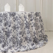 132" Polyester Round Tablecloth for Weddings and Events - French Toile Pattern