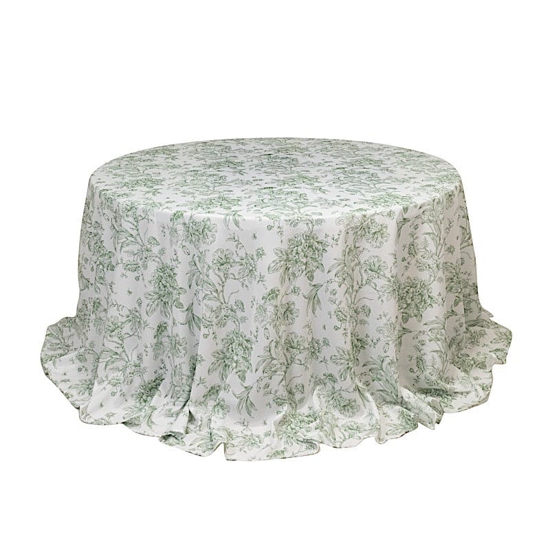 132" Polyester Round Tablecloth for Weddings and Events - French Toile Pattern TAB_PLY_FLORFT_136_DSG