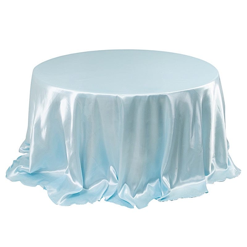 132" Satin Round Tablecloth Wedding Party Table Linens TAB_STN136_BLUE