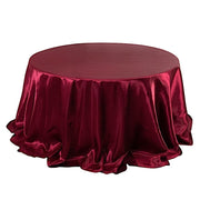 132" Satin Round Tablecloth Wedding Party Table Linens TAB_STN136_BURG