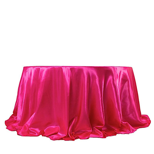 132" Satin Round Tablecloth Wedding Party Table Linens TAB_STN136_FUSH