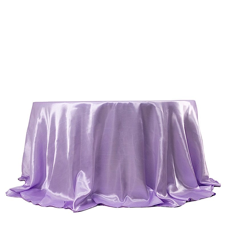 132" Satin Round Tablecloth Wedding Party Table Linens TAB_STN136_LAV