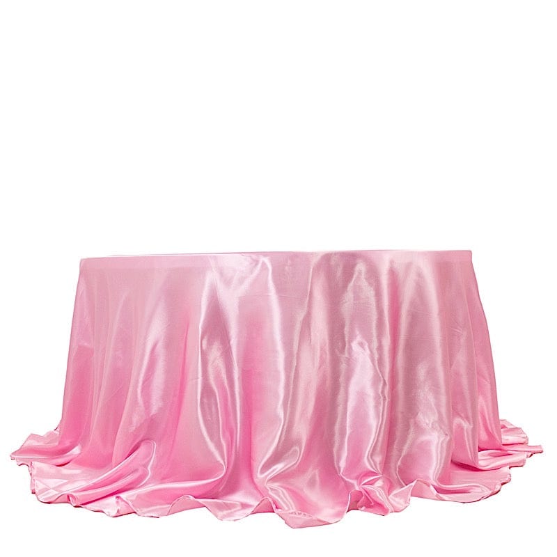 132" Satin Round Tablecloth Wedding Party Table Linens TAB_STN136_PINK
