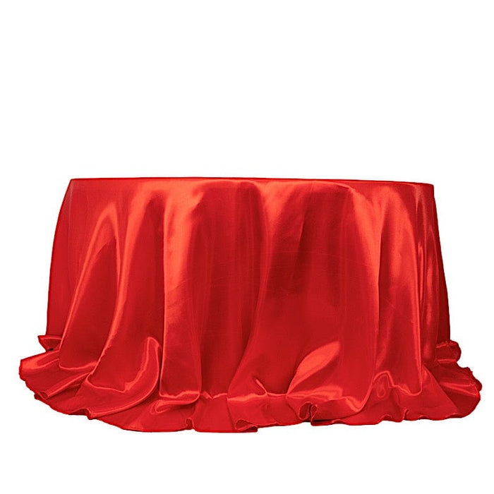 132" Satin Round Tablecloth Wedding Party Table Linens TAB_STN136_RED