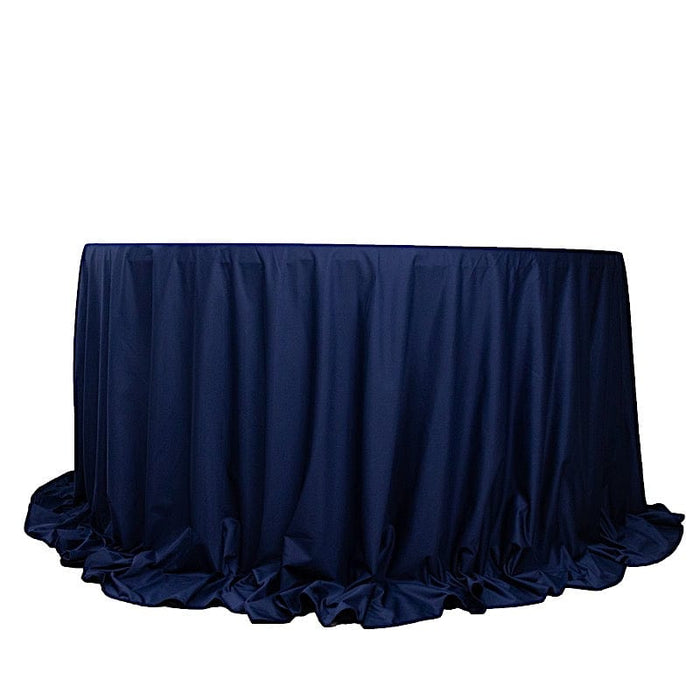 132" Scuba Polyester Round Tablecloth Wedding Table Linens TAB_SCUBA_136_NAVY