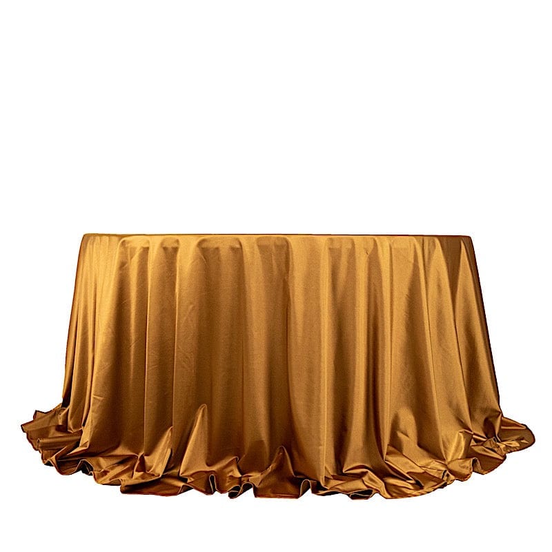 132" Scuba Polyester Round Tablecloth Wedding Table Linens TAB_SCUBA_SH_136_GOLD