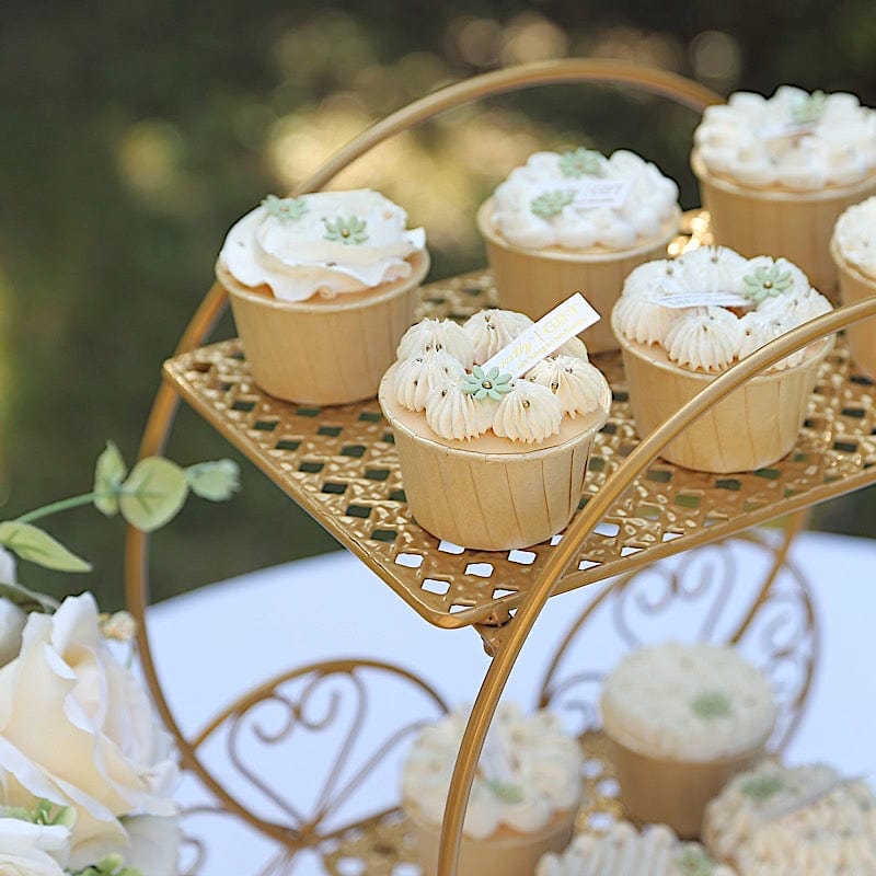 14" Cinderella Carriage 2 Tier Cupcake Dessert Display Stand - Gold CAKE_STND_COACH01_GOLD