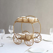 14" Cinderella Carriage 2 Tier Cupcake Dessert Display Stand - Gold CAKE_STND_COACH01_GOLD
