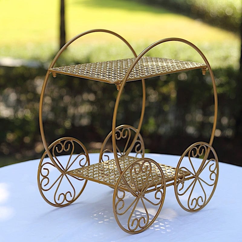 14" Cinderella Carriage 2 Tier Cupcake Dessert Display Stand - Gold CAKE_STND_COACH01_GOLD