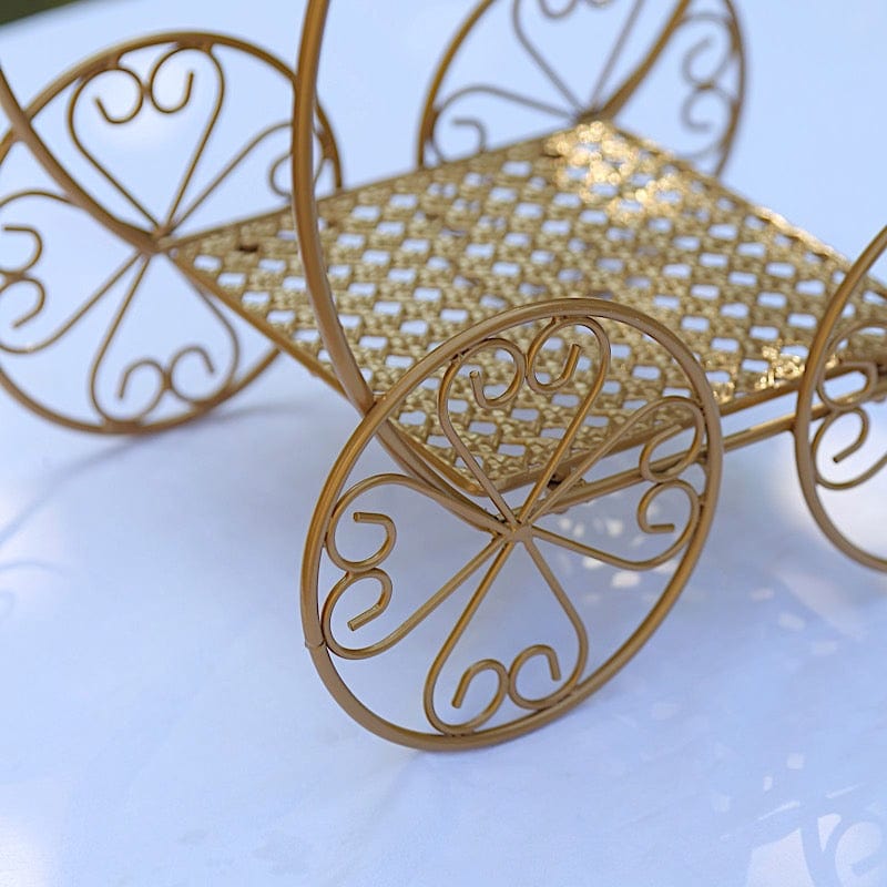 14" Cinderella Carriage 2 Tier Cupcake Dessert Display Stand - Gold CAKE_STND_COACH01_GOLD