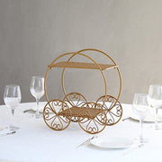 14" Cinderella Carriage 2 Tier Cupcake Dessert Display Stand - Gold CAKE_STND_COACH01_GOLD