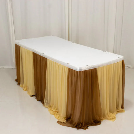 14 ft Sheer Chiffon Ruffled Table Skirt with Polyester Backing