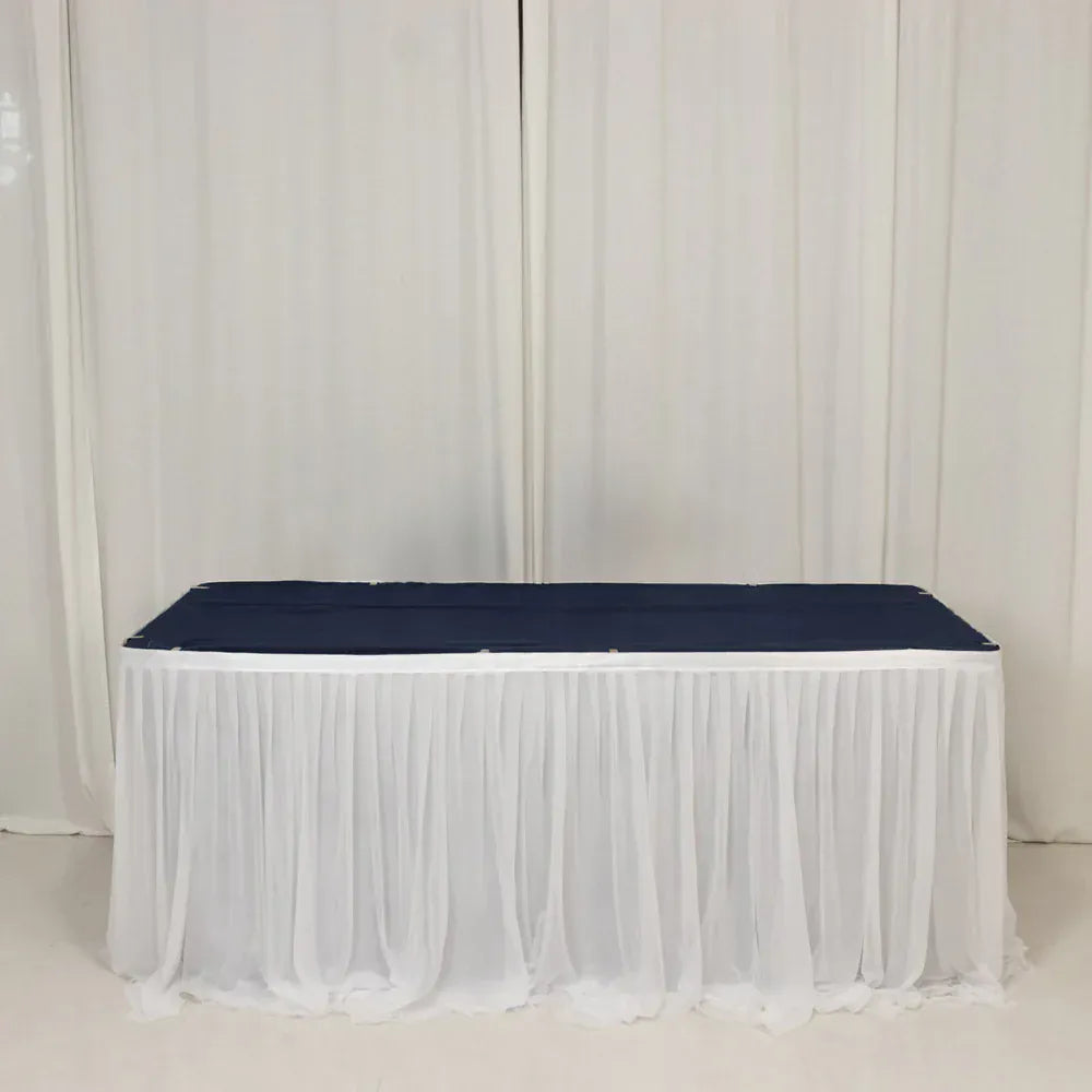 14 ft Sheer Chiffon Ruffled Table Skirt with Polyester Backing
