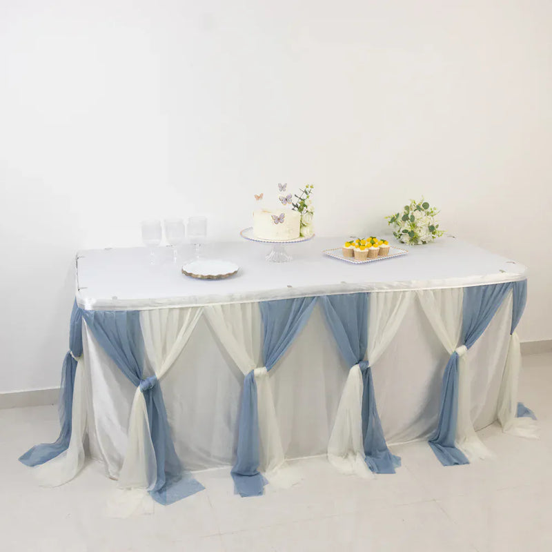 14 ft Sheer Chiffon Ruffled Table Skirt with Polyester Backing