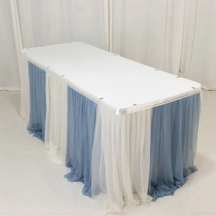 14 ft Sheer Chiffon Ruffled Table Skirt with Polyester Backing