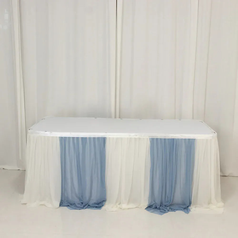 14 ft Sheer Chiffon Ruffled Table Skirt with Polyester Backing