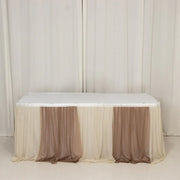 14 ft Sheer Chiffon Ruffled Table Skirt with Polyester Backing