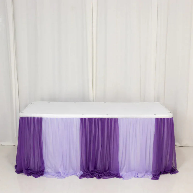 14 ft Sheer Chiffon Ruffled Table Skirt with Polyester Backing