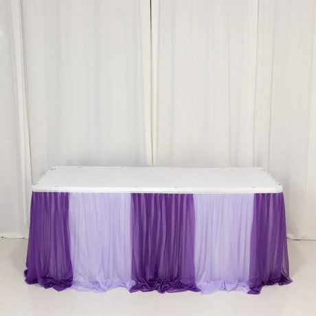 14 ft Sheer Chiffon Ruffled Table Skirt with Polyester Backing