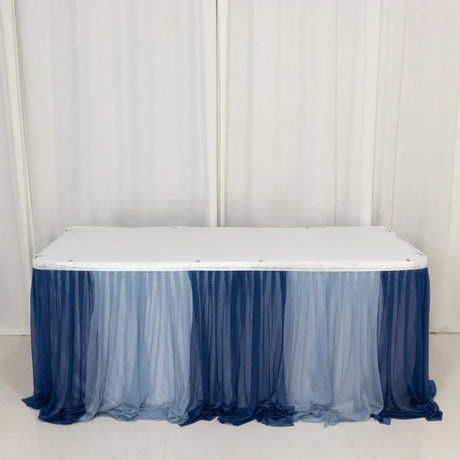 14 ft Sheer Chiffon Ruffled Table Skirt with Polyester Backing