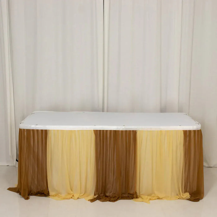 14 ft Sheer Chiffon Ruffled Table Skirt with Polyester Backing