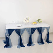 14 ft Sheer Chiffon Ruffled Table Skirt with Polyester Backing