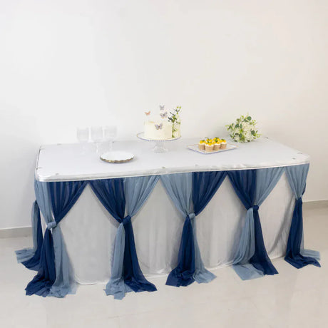 14 ft Sheer Chiffon Ruffled Table Skirt with Polyester Backing