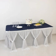 14 ft Sheer Chiffon Ruffled Table Skirt with Polyester Backing