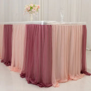 14 ft Sheer Chiffon Ruffled Table Skirt with Polyester Backing