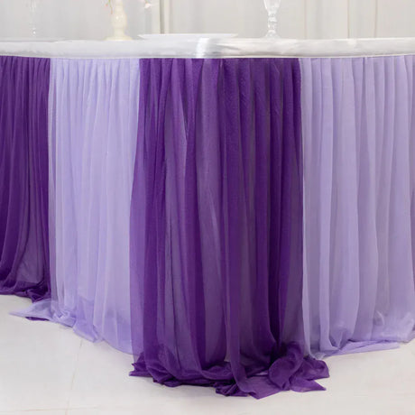14 ft Sheer Chiffon Ruffled Table Skirt with Polyester Backing