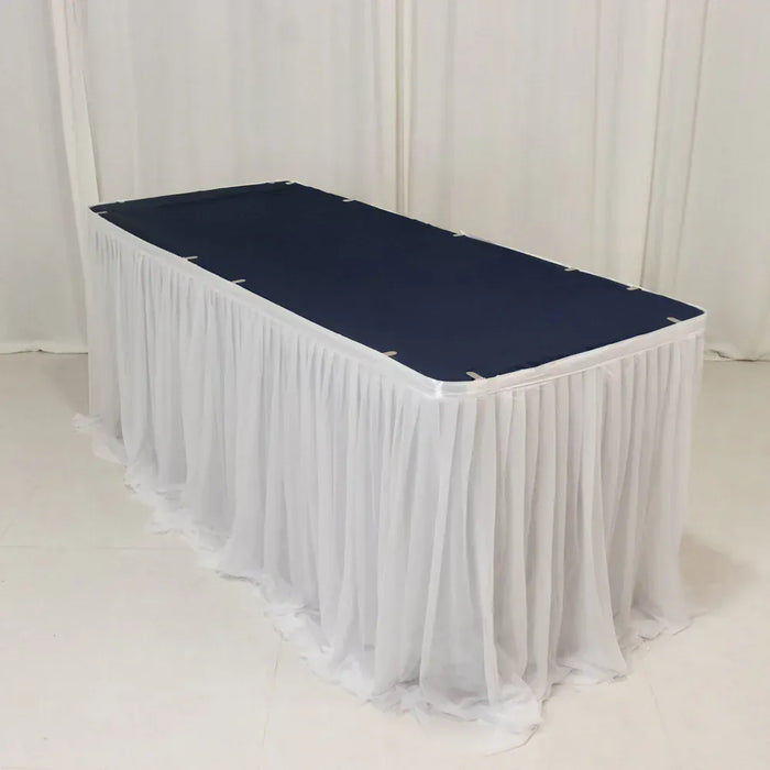 14 ft Sheer Chiffon Ruffled Table Skirt with Polyester Backing