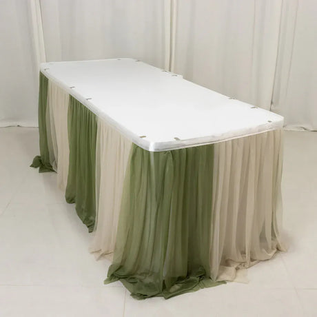 14 ft Sheer Chiffon Ruffled Table Skirt with Polyester Backing