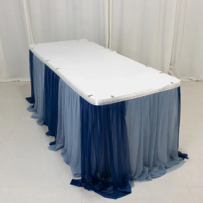 14 ft Sheer Chiffon Ruffled Table Skirt with Polyester Backing