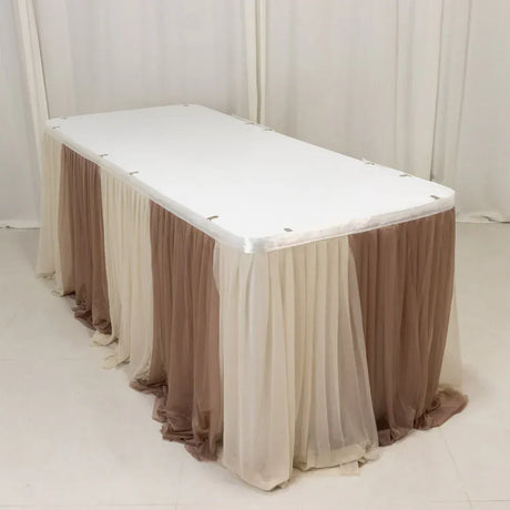 14 ft Sheer Chiffon Ruffled Table Skirt with Polyester Backing