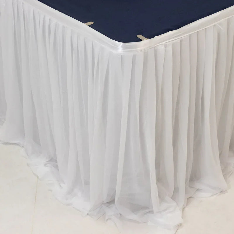 14 ft Sheer Chiffon Ruffled Table Skirt with Polyester Backing