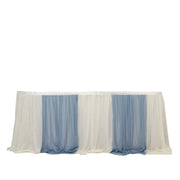 14 ft Sheer Chiffon Ruffled Table Skirt with Polyester Backing SKT_CHIF01_086IVR_14