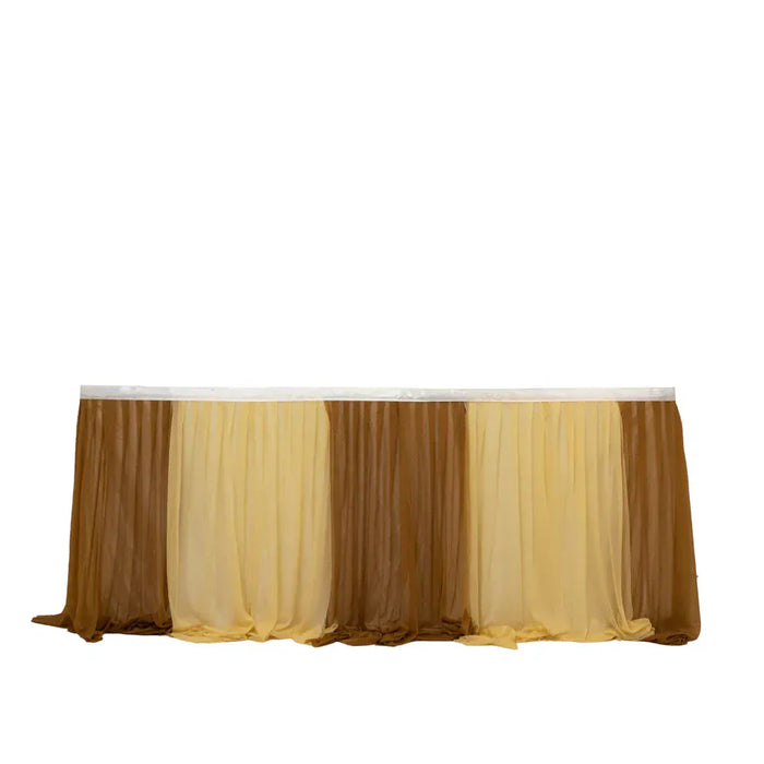 14 ft Sheer Chiffon Ruffled Table Skirt with Polyester Backing SKT_CHIF01_CHMPGD_14