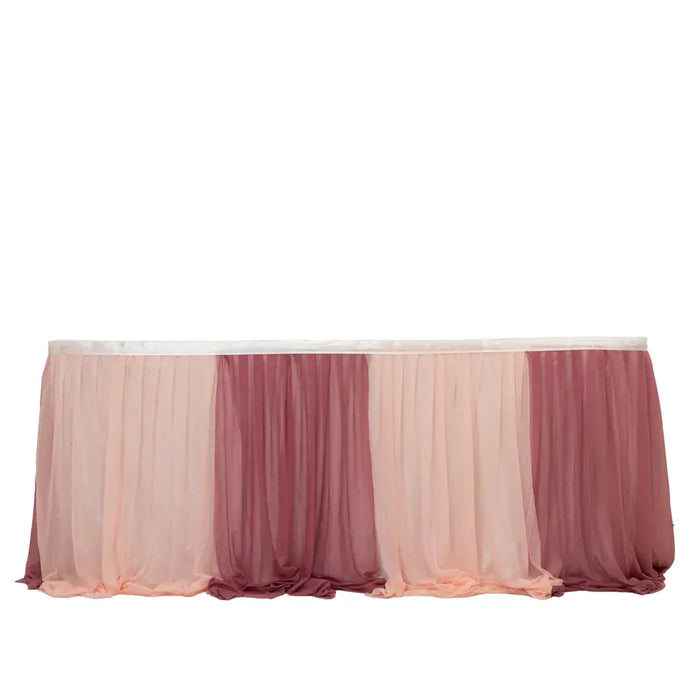 14 ft Sheer Chiffon Ruffled Table Skirt with Polyester Backing SKT_CHIF01_MV046_14