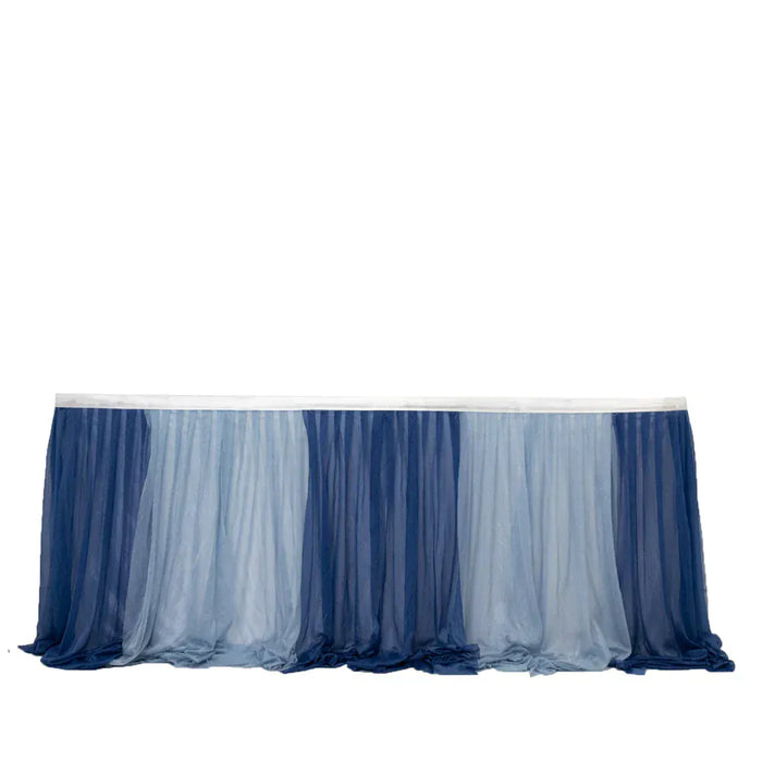 14 ft Sheer Chiffon Ruffled Table Skirt with Polyester Backing SKT_CHIF01_NV086_14