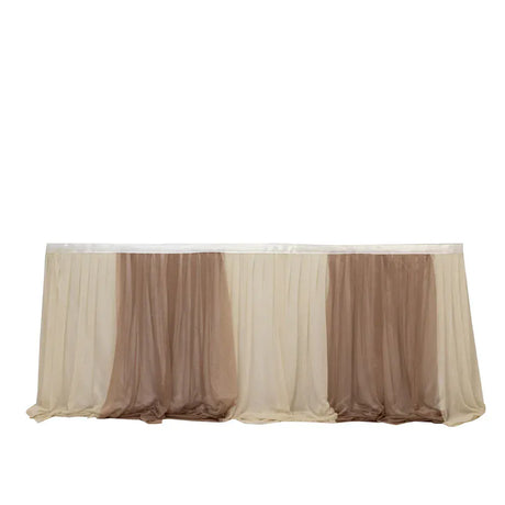 14 ft Sheer Chiffon Ruffled Table Skirt with Polyester Backing SKT_CHIF01_TP081_14