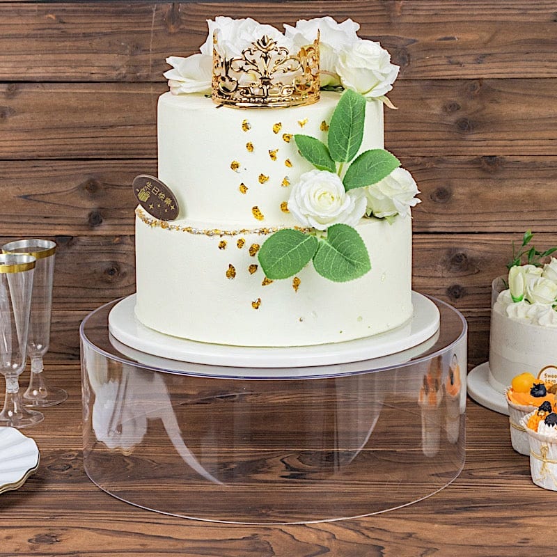 14" Round Acrylic Cake Stand Pedestal Riser with Hollow Bottom - Clear PROP_BOX_001R_14_CLR