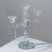 14" tall 3 Arm Crystal Glass Candelabra Taper Candle Holder with Hanging Prisms - Clear CHDLR_GLAS_042_3_CLR