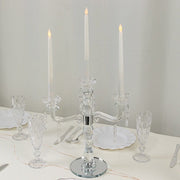 14" tall 3 Arm Crystal Glass Candelabra Taper Candle Holder with Hanging Prisms - Clear CHDLR_GLAS_042_3_CLR