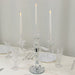 14" tall 3 Arm Crystal Glass Candelabra Taper Candle Holder with Hanging Prisms - Clear CHDLR_GLAS_042_3_CLR