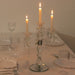 14" tall 3 Arm Crystal Glass Candelabra Taper Candle Holder with Hanging Prisms - Clear CHDLR_GLAS_042_3_CLR