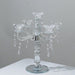 14" tall 5 Arm Crystal Glass Candelabra Taper Candle Holder with Hanging Prisms - Clear CHDLR_GLAS_042_5_CLR